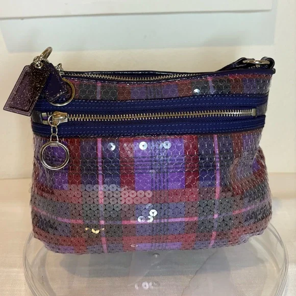 Coach poppy Purple and Red Sequin Crossbody Bag
